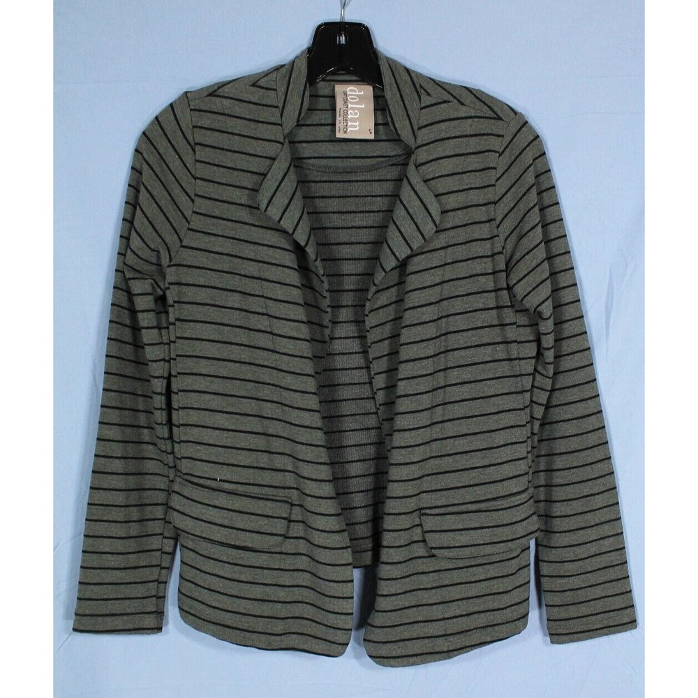 DOLAN LEFT COAST Anthropologie OPEN FRONT Gray w/Black STRIPED Cardigan/Topper S